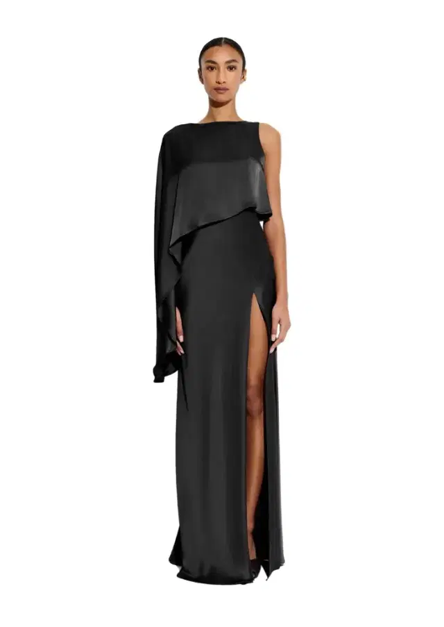 Satin Asymmetric Draped Gown