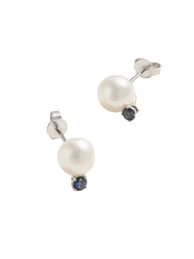 18-karat White Gold, Pearl And Sapphire Earrings