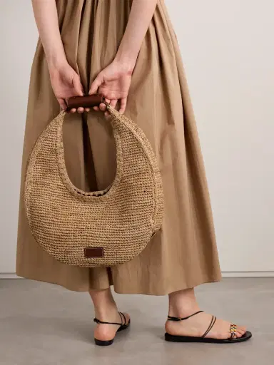 Staud Moon Large Leather-trimmed Raffia Tote | Thumbnail 2 Staud Moon Large Leather-trimmed Raffia Tote | Thumbnail 2