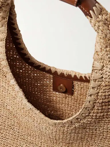 Staud Moon Large Leather-trimmed Raffia Tote | Thumbnail 5 Staud Moon Large Leather-trimmed Raffia Tote | Thumbnail 5