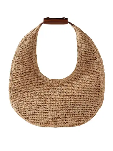 Staud Moon Large Leather-trimmed Raffia Tote | Thumbnail 1 Staud Moon Large Leather-trimmed Raffia Tote | Thumbnail 1