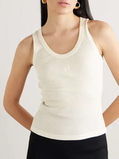 Loewe Anagram Embroidered Ribbed Silk-jersey Tank | Thumbnail 3 Loewe Anagram Embroidered Ribbed Silk-jersey Tank | Thumbnail 3