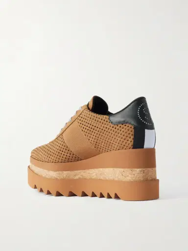 Stella McCartney Sneak-elyse Alter Canvas And Grosgrain-trimmed Perforated Platform Sneakers | Thumbnail 3