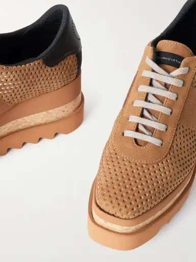 Stella McCartney Sneak-elyse Alter Canvas And Grosgrain-trimmed Perforated Platform Sneakers | Thumbnail 4