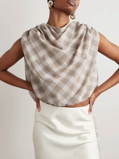 Kallmeyer Naia Draped Checked Voile Top | Thumbnail 3