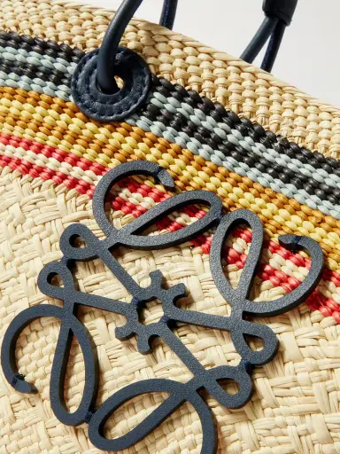 Loewe + Paula's Ibiza Anagram Basket Small Leather-trimmed Striped Raffia Tote | Thumbnail 4 Loewe + Paula's Ibiza Anagram Basket Small Leather-trimmed Striped Raffia Tote | Thumbnail 4