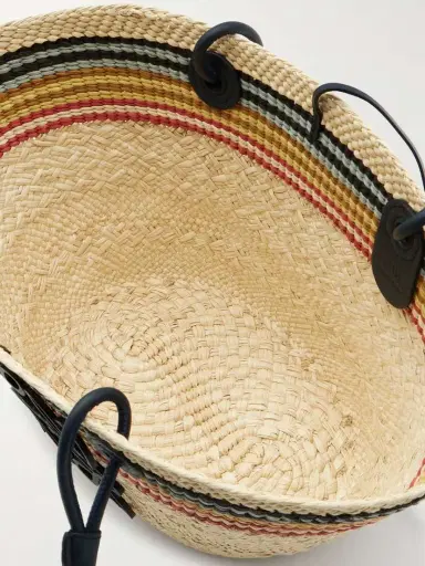 Loewe + Paula's Ibiza Anagram Basket Small Leather-trimmed Striped Raffia Tote | Thumbnail 5 Loewe + Paula's Ibiza Anagram Basket Small Leather-trimmed Striped Raffia Tote | Thumbnail 5