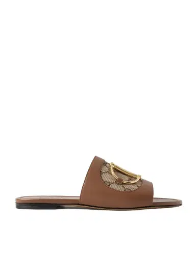 Gucci Alfa Horsebit-embellished Canvas-jacquard And Leather Slides | Thumbnail 1
