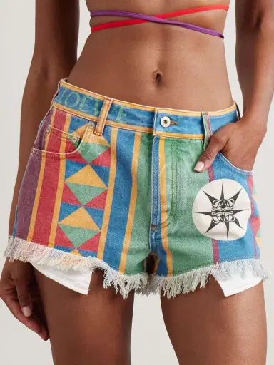 Loewe + Paula's Ibiza Frayed Printed Denim Shorts | Thumbnail 3