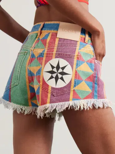 Loewe + Paula's Ibiza Frayed Printed Denim Shorts | Thumbnail 4