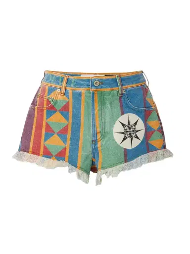 Loewe + Paula's Ibiza Frayed Printed Denim Shorts | Thumbnail 1