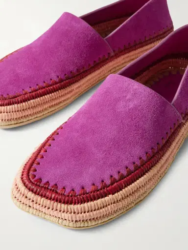 Loewe + Paula's Ibiza Rio Raffia-trimmed Suede Espadrilles | Thumbnail 4