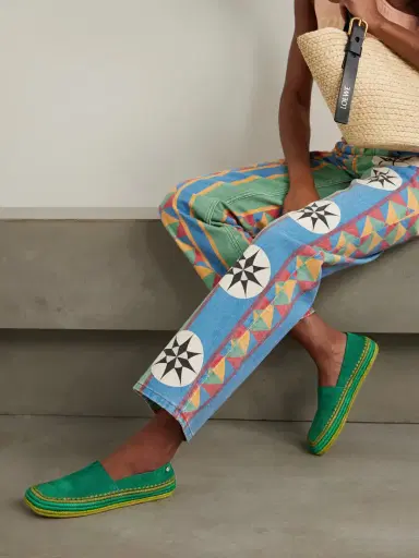 Loewe + Paula's Ibiza Rio Raffia-trimmed Suede Espadrilles | Thumbnail 2