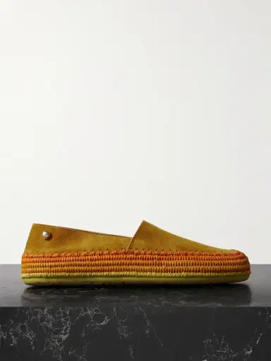 Loewe + Paula's Ibiza Rio Raffia-trimmed Suede Espadrilles | Thumbnail 1