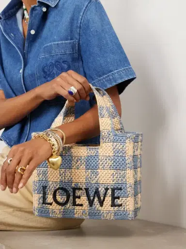 Loewe + Paula's Ibiza Embroidered Checked Raffia Tote | Thumbnail 2 Loewe + Paula's Ibiza Embroidered Checked Raffia Tote | Thumbnail 2