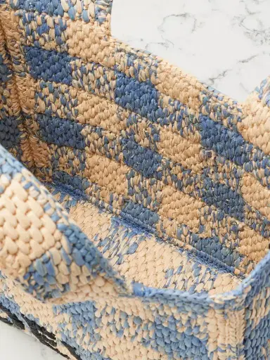 Loewe + Paula's Ibiza Embroidered Checked Raffia Tote | Thumbnail 5 Loewe + Paula's Ibiza Embroidered Checked Raffia Tote | Thumbnail 5