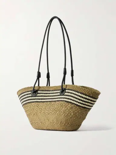 Loewe + Paula's Ibiza Anagram Basket Small Leather-trimmed Striped Raffia Tote | Thumbnail 3 Loewe + Paula's Ibiza Anagram Basket Small Leather-trimmed Striped Raffia Tote | Thumbnail 3
