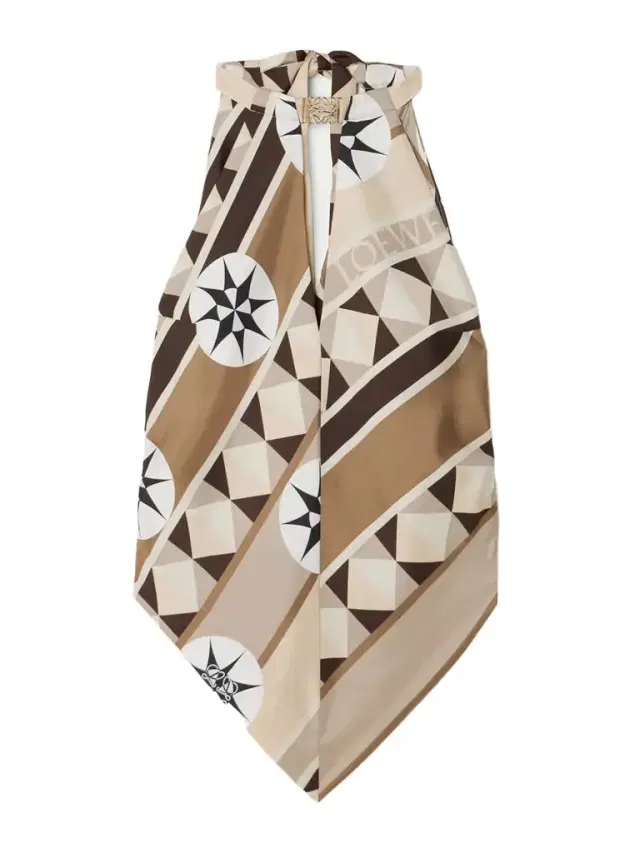 + Paula's Ibiza Embellished Cutout Printed Silk-twill Halterneck Top