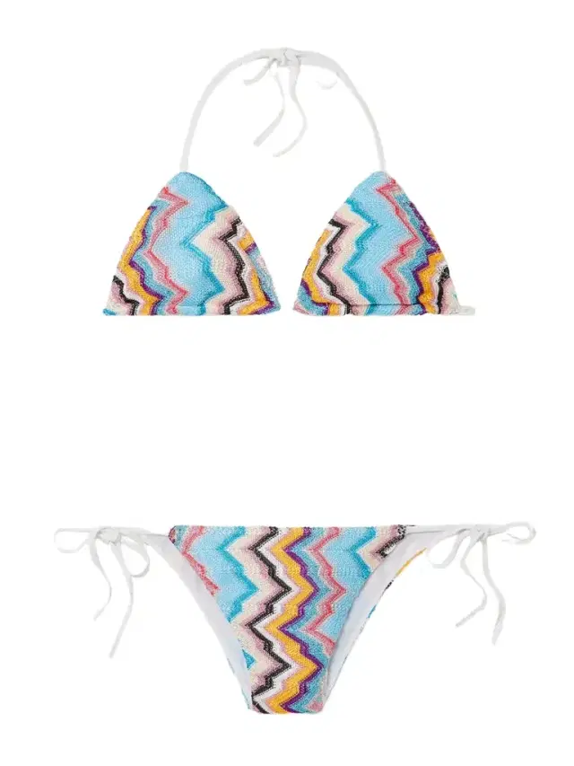 Mare Striped Metallic Crochet-knit Bikini