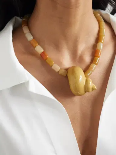 Julietta Mykonos Rhodium-plated, Enamel And Jade Necklace | Thumbnail 2