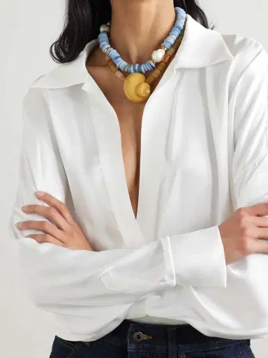 Julietta Mykonos Rhodium-plated, Enamel And Jade Necklace | Thumbnail 5