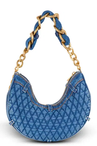 Balmain 1945 Moon Bag - Bleu Jean | Thumbnail 7