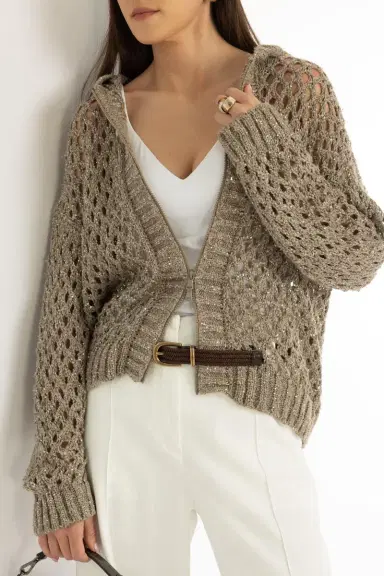 Brunello Cucinelli Sparkling Zip Cardigan | Thumbnail 3