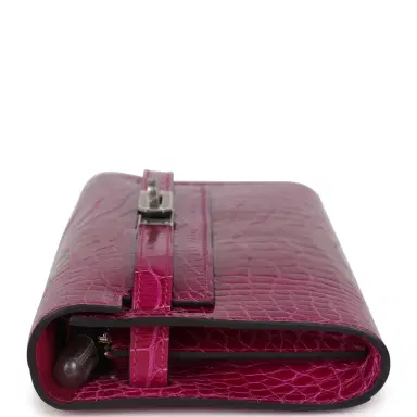 HERMÈS Hermes Kelly Wallet To Go Rose Pourpre Shiny Alligator Palladium Hardware | Thumbnail 3
