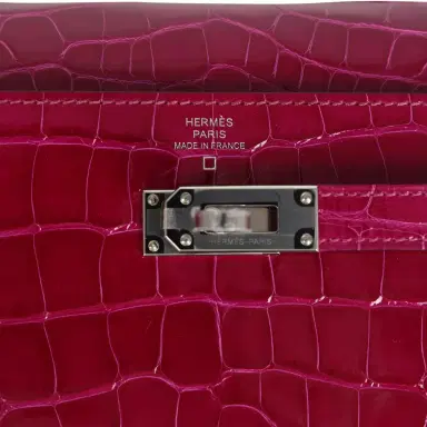 HERMÈS Hermes Kelly Wallet To Go Rose Pourpre Shiny Alligator Palladium Hardware | Thumbnail 7