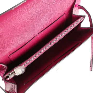 HERMÈS Hermes Kelly Wallet To Go Rose Pourpre Shiny Alligator Palladium Hardware | Thumbnail 8