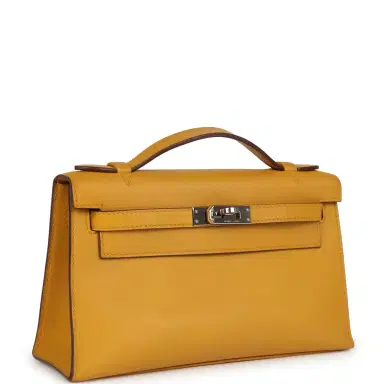 HERMÈS Pre-owned Hermes Kelly Pochette Jaune Ambre Swift Palladium Hardware | Thumbnail 2