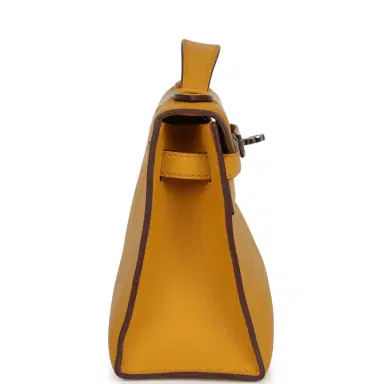 HERMÈS Pre-owned Hermes Kelly Pochette Jaune Ambre Swift Palladium Hardware | Thumbnail 4