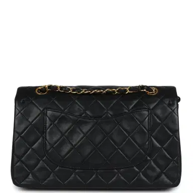 Chanel Vintage Chanel Medium Classic Double Flap Bag Black Lambskin Gold Hardware | Thumbnail 4