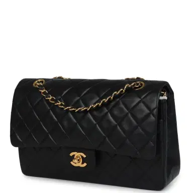 Chanel Vintage Chanel Medium Classic Double Flap Bag Black Lambskin Gold Hardware | Thumbnail 5