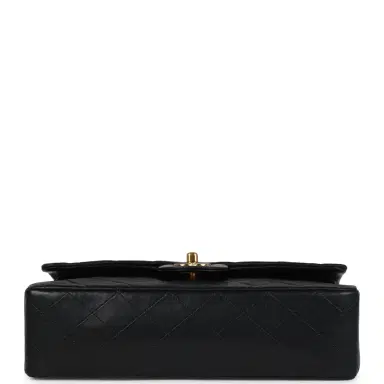 Chanel Vintage Chanel Medium Classic Double Flap Bag Black Lambskin Gold Hardware | Thumbnail 6