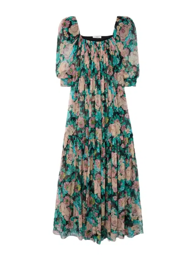 Gathered Floral-print Silk-muslin Maxi Dress