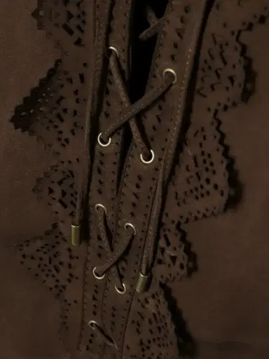 Isabel Marant Charlina Lace-up Scalloped Perforated Suede Mini Dress | Thumbnail 5