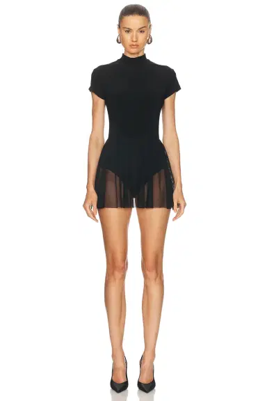 Norma Kamali Mock Neck Cap Sleeve Flared Pickleball Dress | Thumbnail 2 Norma Kamali Mock Neck Cap Sleeve Flared Pickleball Dress | Thumbnail 2