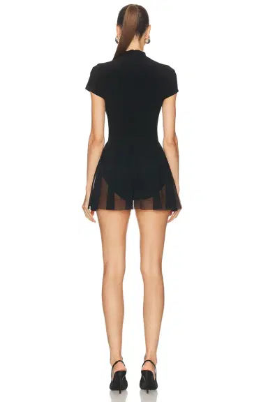 Norma Kamali Mock Neck Cap Sleeve Flared Pickleball Dress | Thumbnail 4 Norma Kamali Mock Neck Cap Sleeve Flared Pickleball Dress | Thumbnail 4