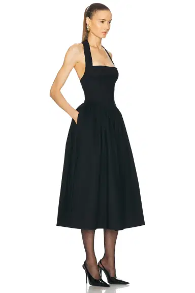 Helsa Faille Halter Midi Dress | Thumbnail 2