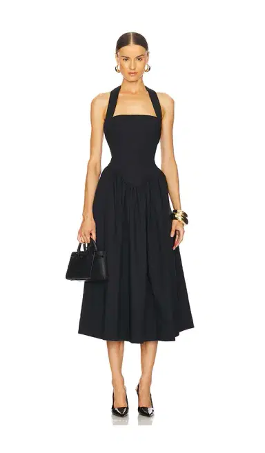 Helsa Faille Halter Midi Dress | Thumbnail 3