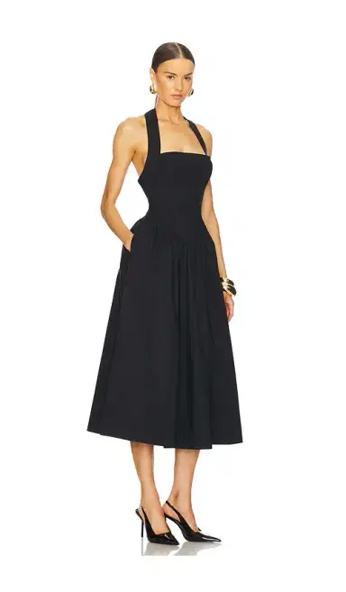 Helsa Faille Halter Midi Dress | Thumbnail 4