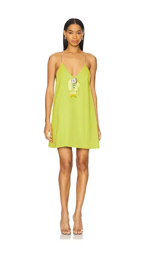 AREA Crystal Embellished Bow Mini Dress