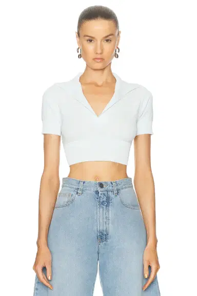Alaïa Cropped Polo Top | Thumbnail 1 Alaïa Cropped Polo Top | Thumbnail 1