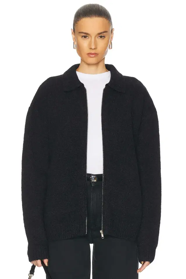 Knit Zip Up Jacket With Collar