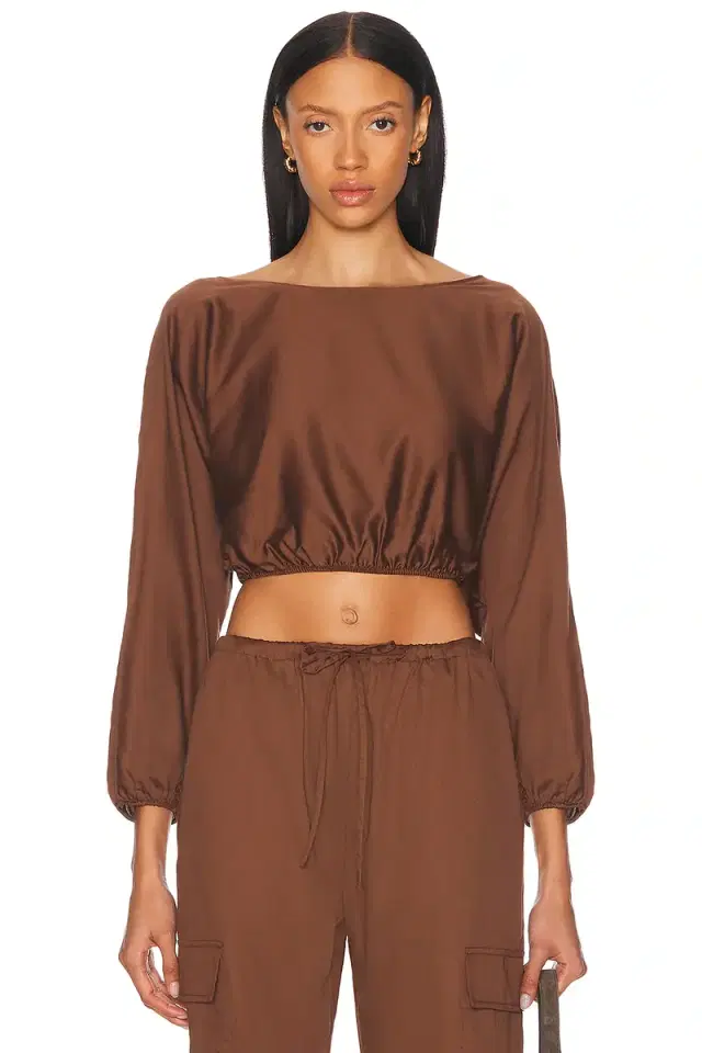 LESET Yoko Long Sleeve Blouson Top