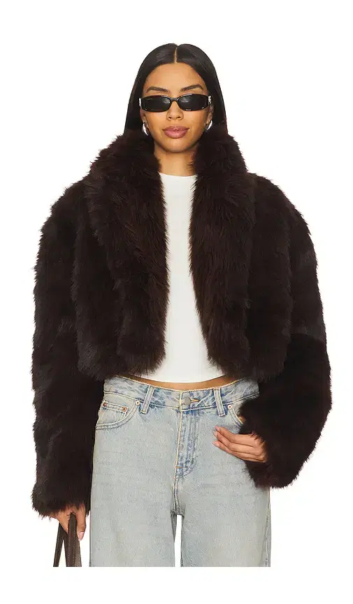 Stephanie Barrel Crop Faux Fur Jacket