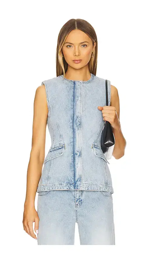 SIMKHAI Charley Sleeveless Button Up Top