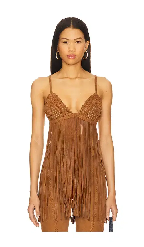 retrofete Jacinta Suede Fringe Bra