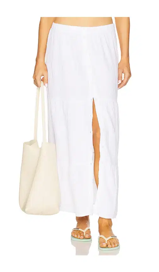 Bobi Tiered Button Front Maxi Skirt